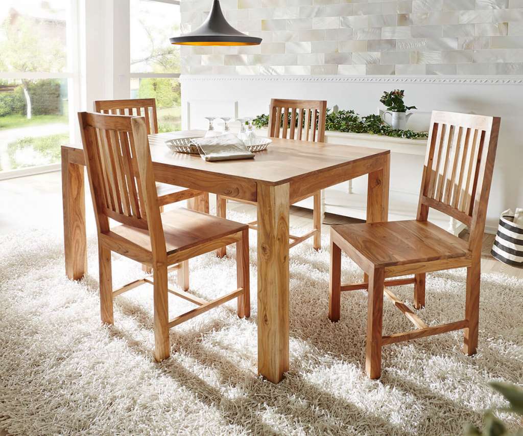 DELIFE Esstisch Indra Akazie Natur 140x90 cm Massivholz, Esstische