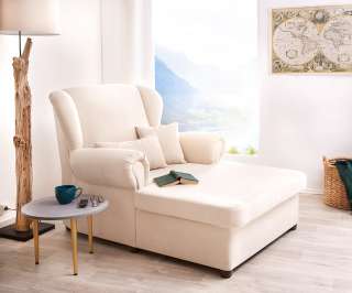 DELIFE Sessel Lionardo 120x160 cm Beige Lounge Chair mit Kissen, Relaxsessel