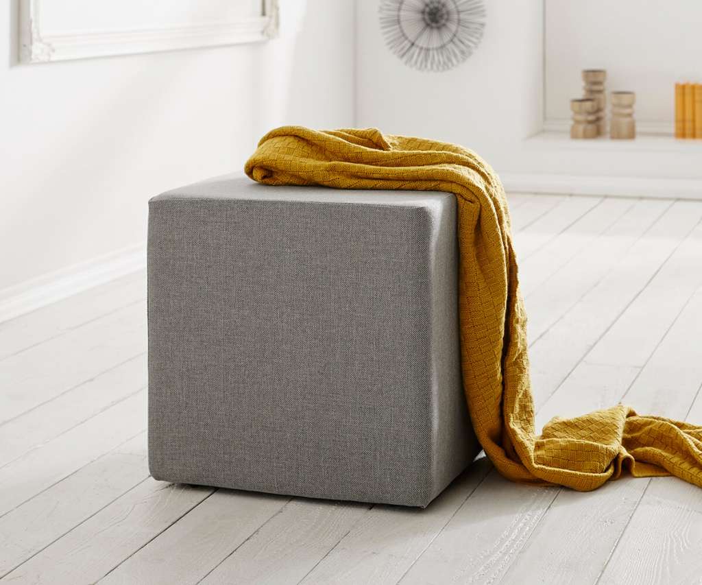 DELIFE Sitzwürfel Dado 45x45 cm Grau Hocker, Sitzhocker / Sitzwürfel
