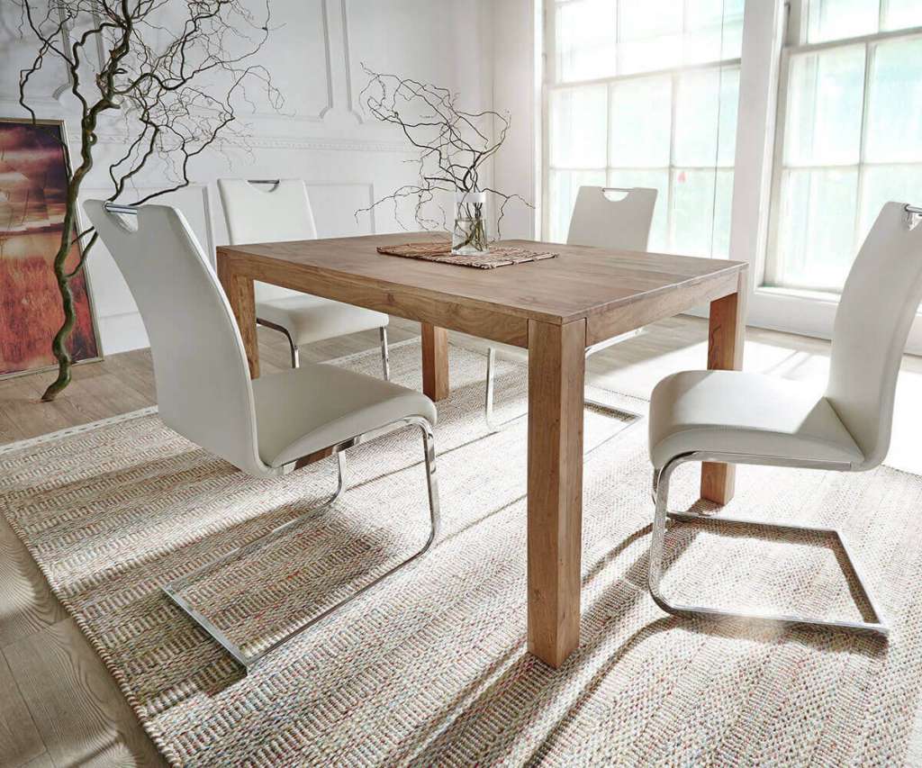 DELIFE Esstisch Indra Sheesham Natur 140x90 cm Massivholz, Esstische