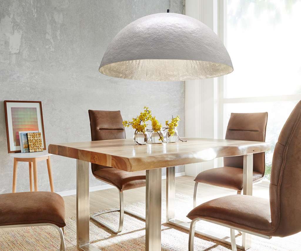 DELIFE Hängeleuchte Caldero 70 cm Weiss Silberfarben, Hängeleuchten