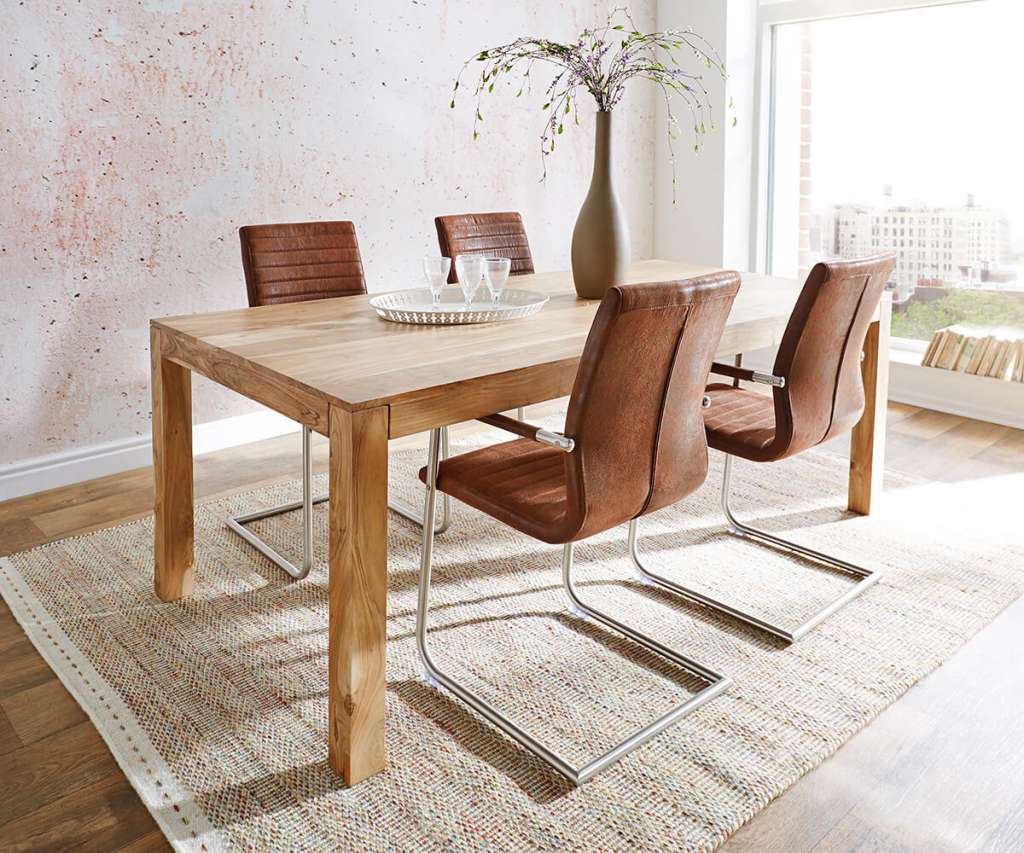 DELIFE Esstisch Indra Akazie Natur 200x100 cm Massivholz, Esstische