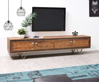DELIFE Designer-Lowboard Stonegrace 200 cm Akazie Natur 4 Türen, Fernsehtische