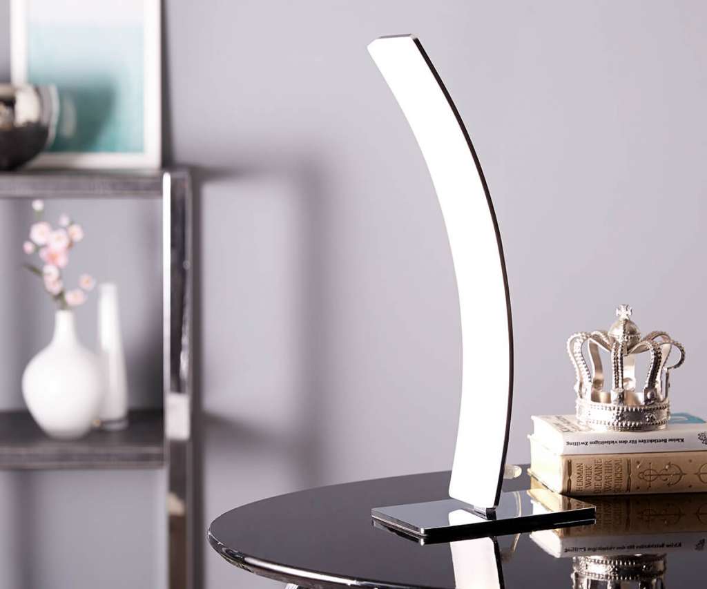 DELIFE LED-Tischleuchte Stavros Silber 15 Watt warmweiss Aluminium, Tischleuchten