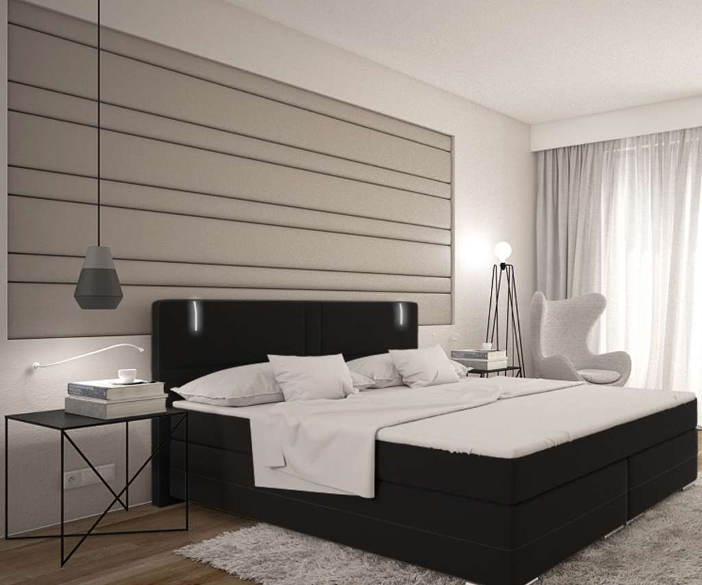 DELIFE Boxspringbett Lunetta 180x200 Schwarz Kingsize Matratze, Boxspringbetten
