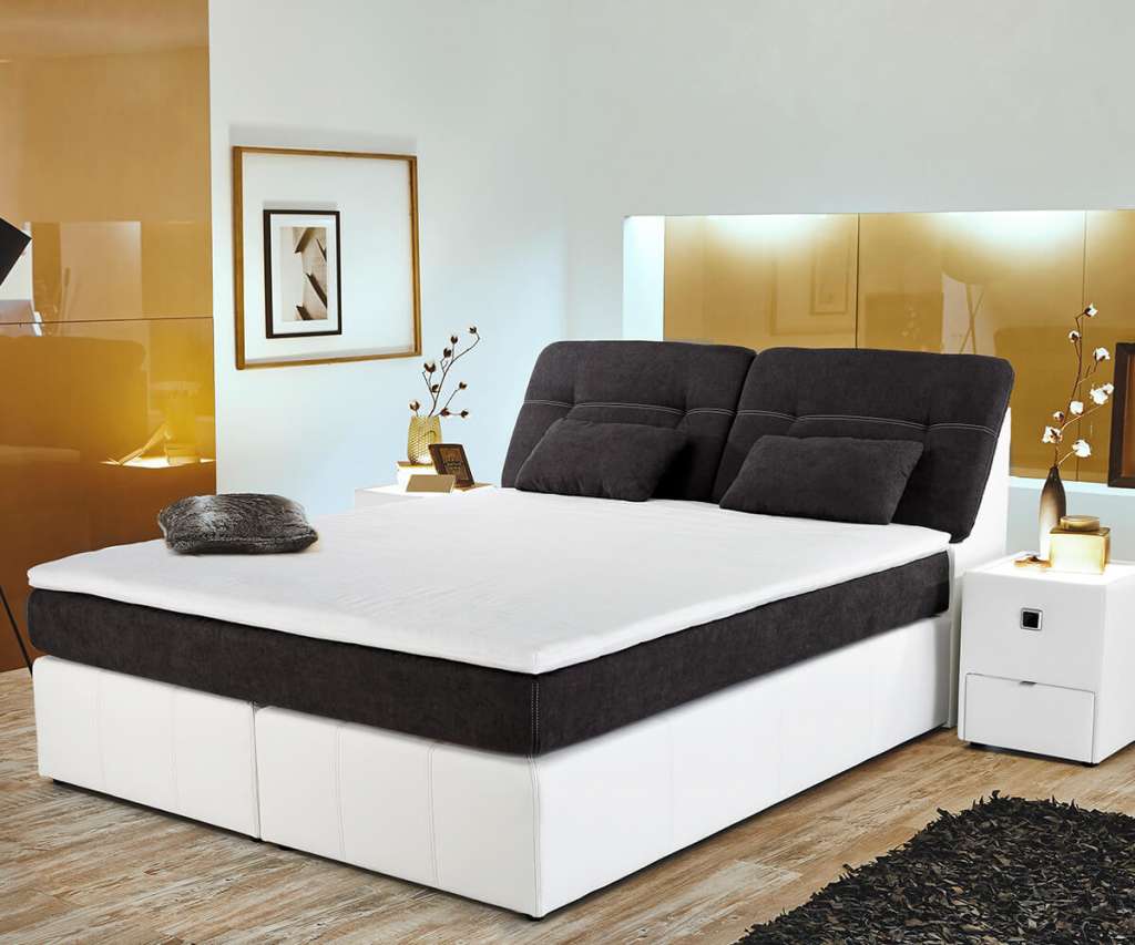 DELIFE Boxspringbett Vaito 180x200 Weiss Anthrazit Matratze Topper, Boxspringbetten
