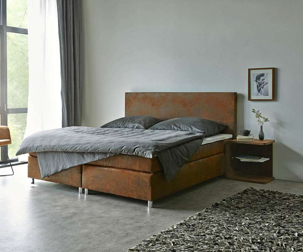 DELIFE Boxspringbett Cloud 180x200 cm Braun Topper und Matratze Microvelours, Boxspringbetten