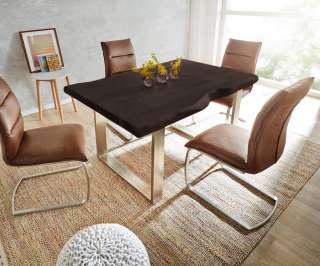 DELIFE Baumtisch Live-Edge 200x100 Akazie Coffee Platte 5,5cm Gestell schmal, Esstische, Baumkantenmöbel, Massivholzmöbel, Massivholz, Baumkante, Wolf Live Edge