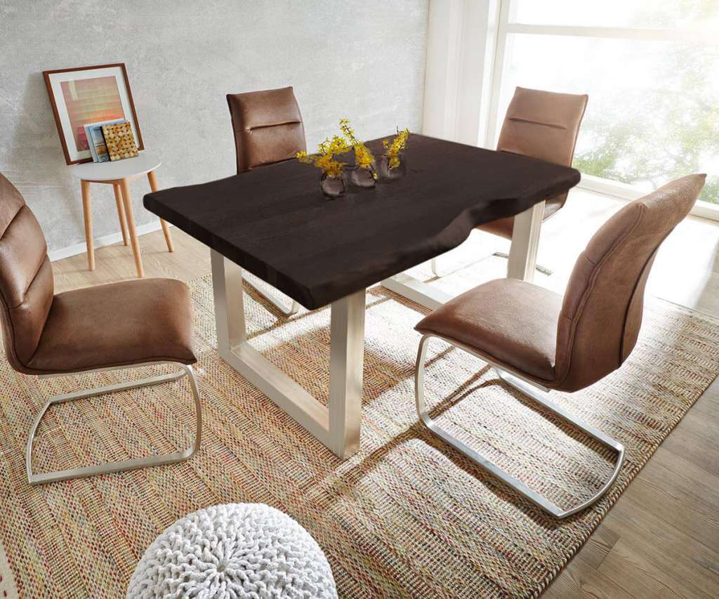 DELIFE Baumtisch Live-Edge 200x100 Akazie Coffee Platte 5,5cm Gestell breit, Esstische, Baumkantenmöbel, Massivholzmöbel, Massivholz, Baumkante, Wolf Live Edge