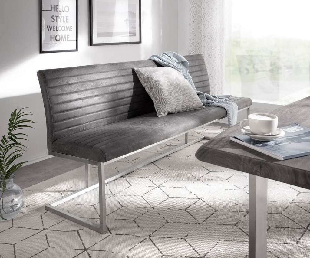 DELIFE Sitzbank Earnest 200 cm Grau Vintage abgesteppt, Bänke