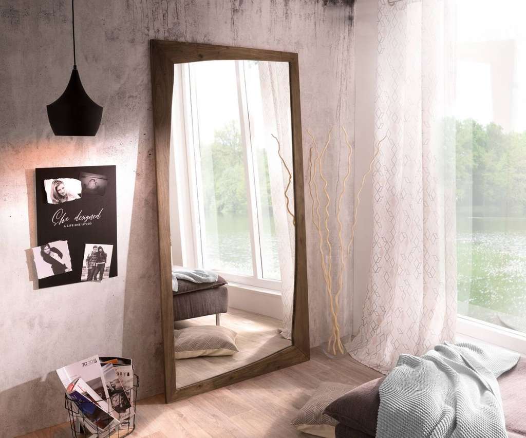 DELIFE Design-Wandspiegel Wyatt 200x100 cm Akazie Braun, Spiegel