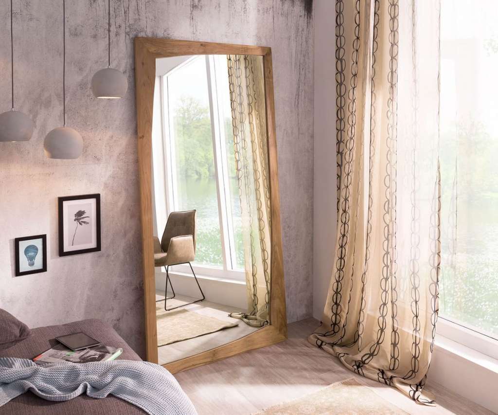 DELIFE Design-Wandspiegel Wyatt 200x100 cm Akazie Natur, Spiegel