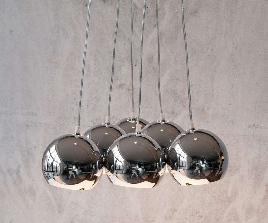 DELIFE Hängeleuchte Pentola 45 cm Chrom Silberfarben 6 Schirme, Hängeleuchten