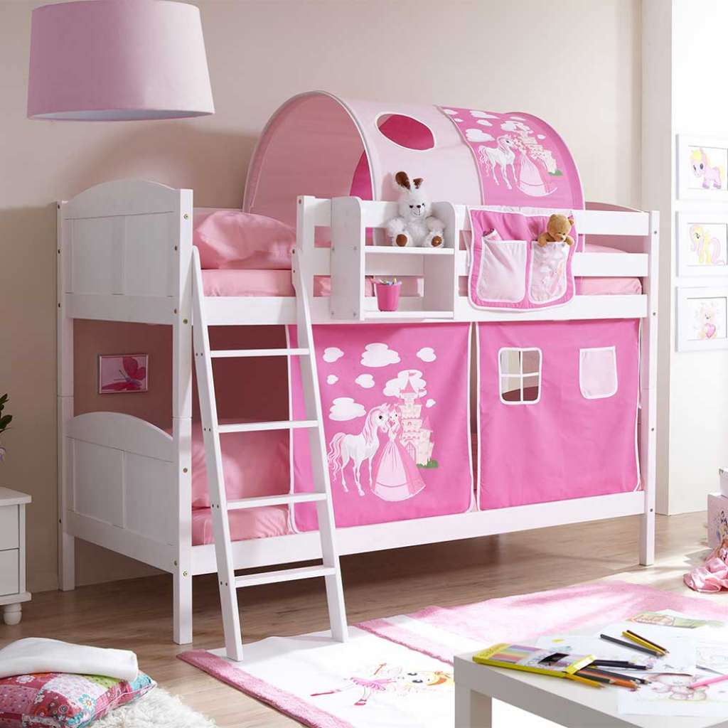 Prinzessin Etagenbett in Pink und Weiß Vorhang und Tunnel