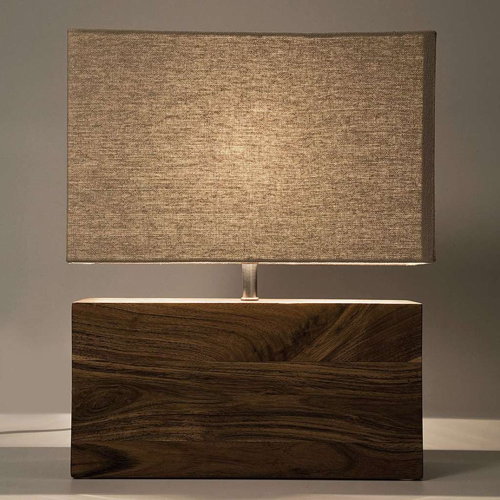 home24 Tischleuchte Rectangular Wood Nature