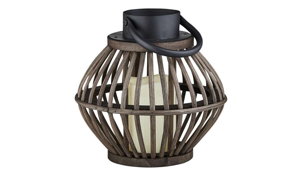 Laterne mit LED Kerze ¦ braun ¦ Metall, Weide, Wachs ¦ Maße (cm): H: 21,5 Ø: [22.5] Dekoration > Laternen & Windlichter - Höffner