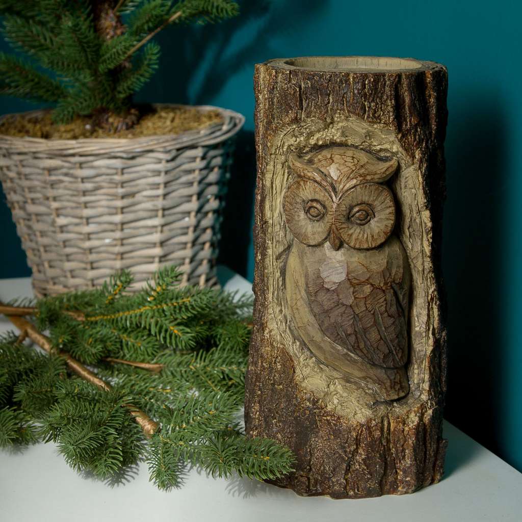 home24 Dekofigur Eule im Stamm