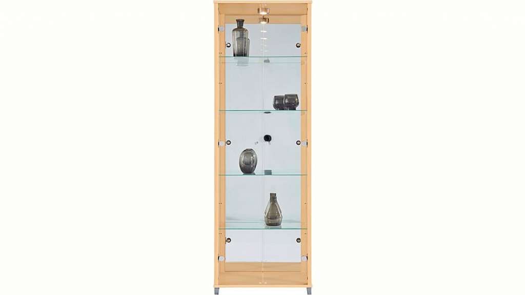 Vitrine, 2-türig mit Spiegelrückwand, 4 Glasböden