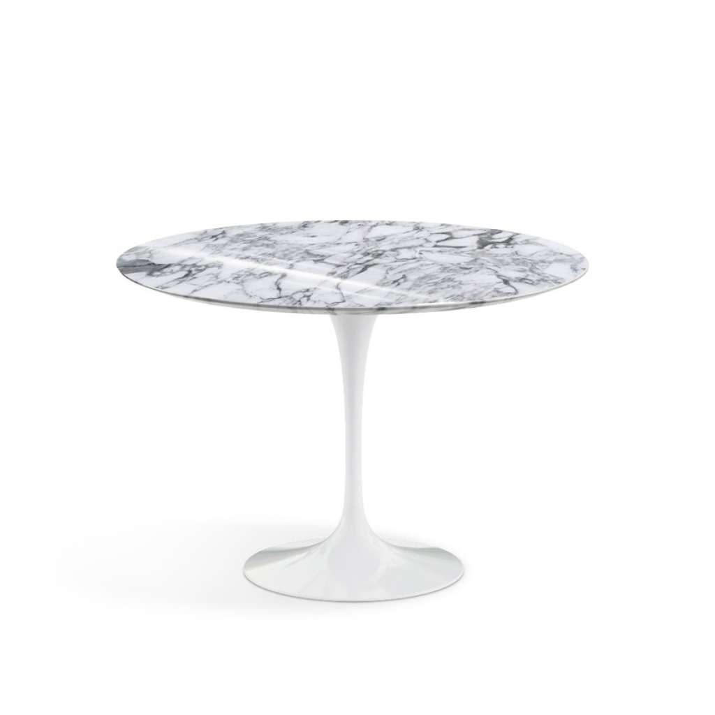 Knoll International - Esstisch Saarinen - weiß - Arabescato Marmor - Ø 107 cm - indoor