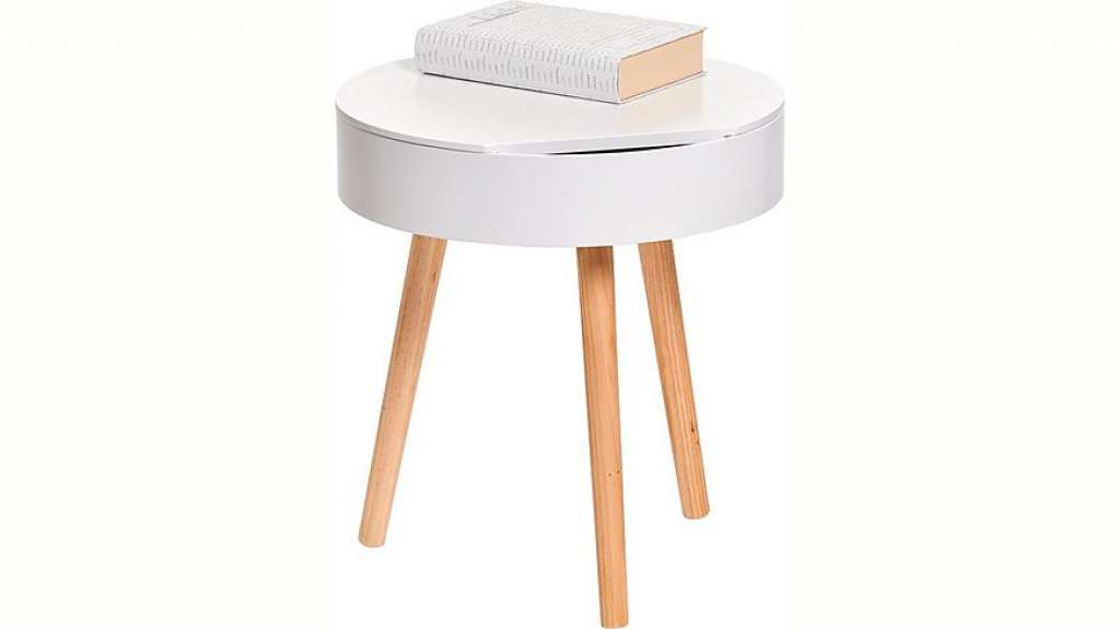 Zeller Present Beistelltisch, mit Staufach, MDF/Kiefer, weiß