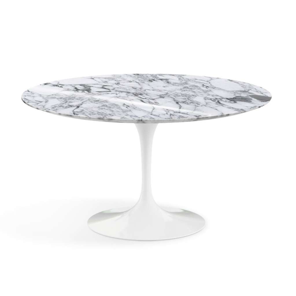 Knoll International - Esstisch Saarinen - weiß - Arabescato Marmor - Ø 137 cm - indoor