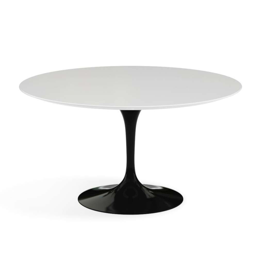 Knoll International - Saarinen Esstisch - rund 137 Ø - Laminat weiß - Säulenfuß schwarz - indoor