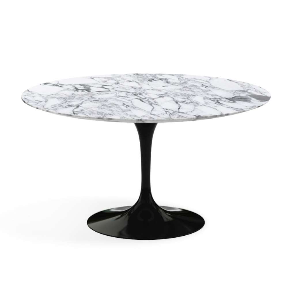 Knoll International - Saarinen Esstisch - rund 137 Ø - Arabescato Marmor - satiniert/matt - Säulenfuß schwarz - indoor