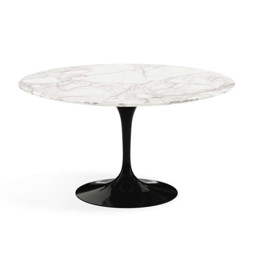 Knoll International - Saarinen Esstisch - rund 137 Ø - Calacatta Marmor - satiniert/matt - Säulenfuß schwarz - indoor