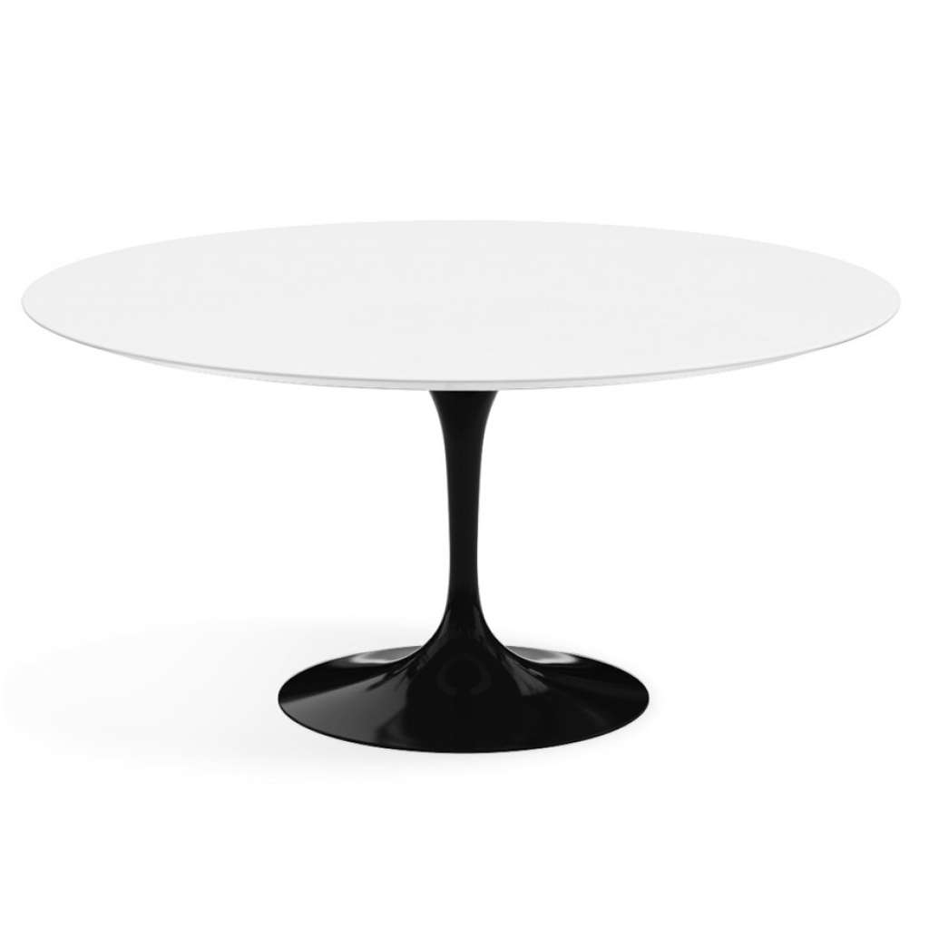 Knoll International - Saarinen Esstisch - rund 152 Ø - Laminat weiß - Säulenfuß schwarz - indoor