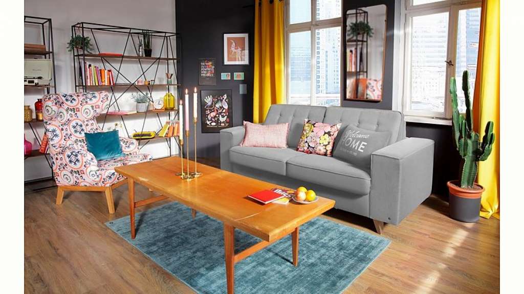 TOM TAILOR Schlafsofa »NORDIC SLEEP«, Füße Nussbaum, Breite 232 cm, Matratzenbreite 163 cm