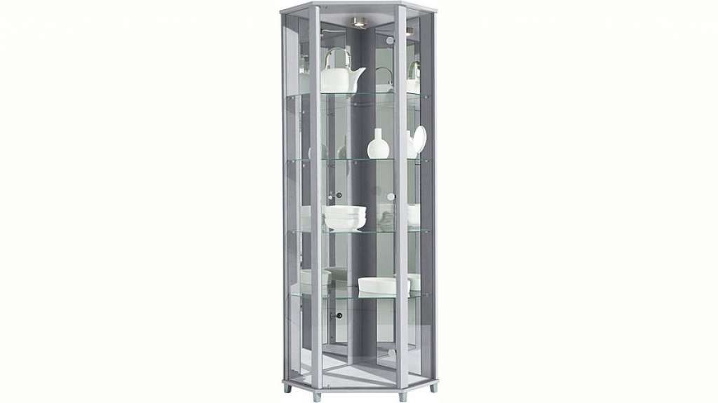 Eckvitrine, Höhe 172 cm, 4 Glasböden