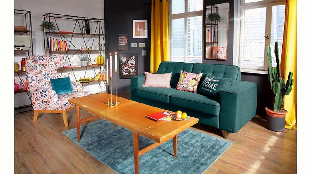 TOM TAILOR Schlafsofa »NORDIC SLEEP«, Füße Nussbaum, Breite 232 cm, Matratzenbreite 163 cm