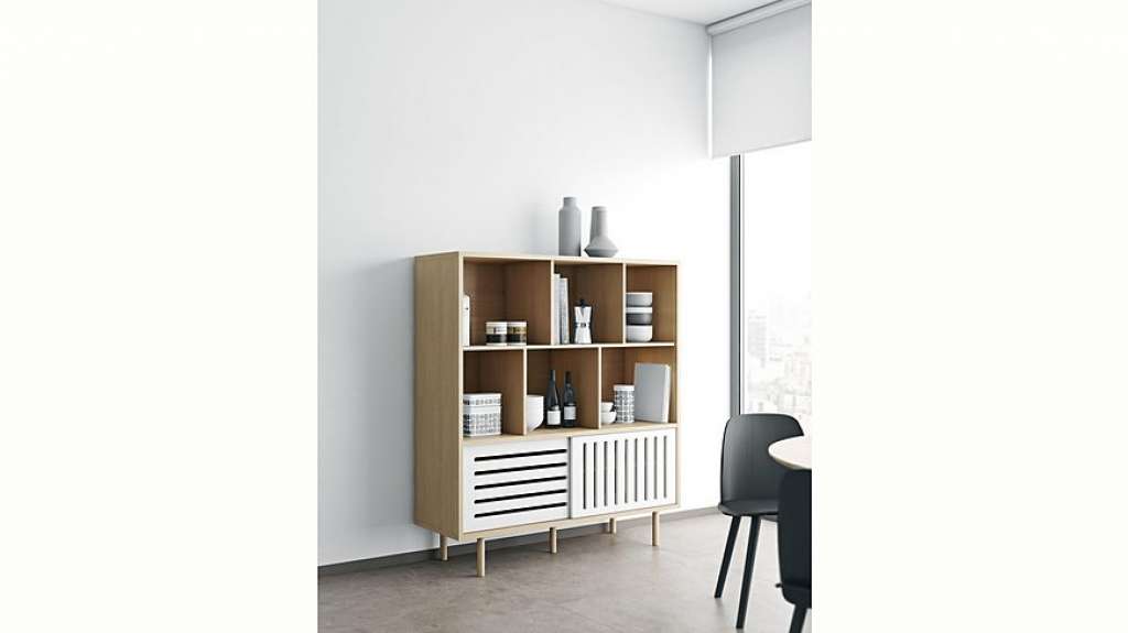 TemaHome Highboard »Dann«, mit raffinierten Schiebetüren und 6 offenen Fächern, Breite 135 cm