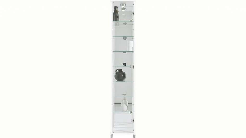 Vitrine, 1-türig mit Spiegelrückwand, 7 Glasböden
