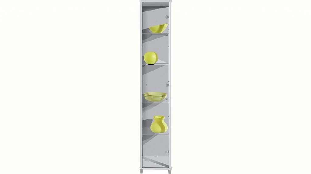 Vitrine, 1-türig, 4 Glasböden