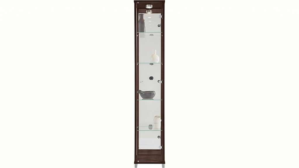 Vitrine, 1-türig mit Spiegelrückwand, 4 Glasböden
