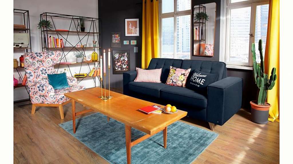 TOM TAILOR Schlafsofa »NORDIC SLEEP«, Füße Nussbaum, Breite 232 cm, Matratzenbreite 163 cm