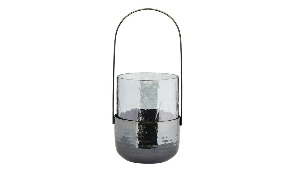Windlicht ¦ grau ¦ Glas , Metall ¦ Maße (cm): H: 19 Ø: [8.0] Dekoration > Laternen & Windlichter - Höffner