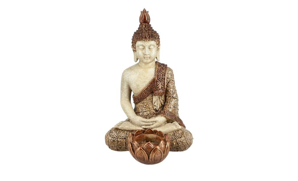 Teelichthalter  Buddha ¦ braun ¦ Polyresin (Kunstharz) ¦ Maße (cm): B: 16 H: 25 T: 17 Dekoration > Kerzen & Lichter > Kerzenständer - Höffner