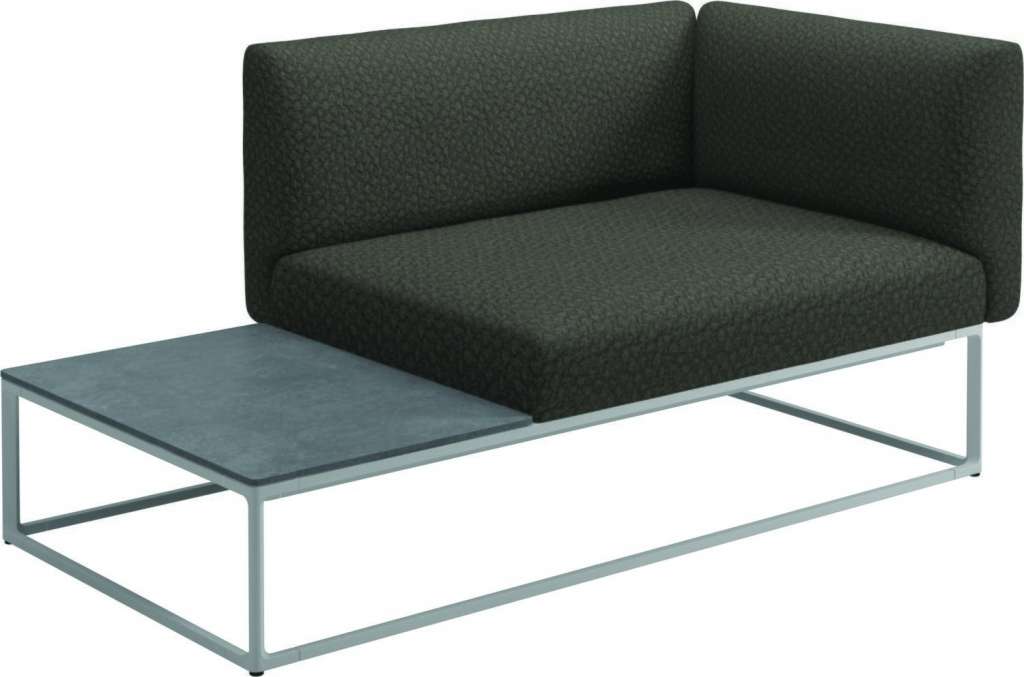 Gloster - Maya Endmodul mit Tischablage - wave quarry - gestell white - Pumice Ceramic - indoor