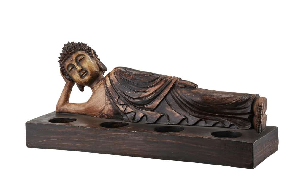 4er Teelichthalter  Buddha ¦ braun ¦ Polyresin (Kunstharz) ¦ Maße (cm): B: 22,2 H: 29 T: 22,2 Dekoration > Kerzen & Lichter > Kerzenständer - Höffner