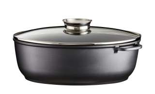 KHG Aromabräter Aluguss 38cm mit Glasdeckel ¦ schwarz ¦ Aluminium-Guss ¦ Maße (cm): B: 26 H: 13,4 Töpfe & Pfannen & Zubehör > Töpfe > Bräter - Höffner