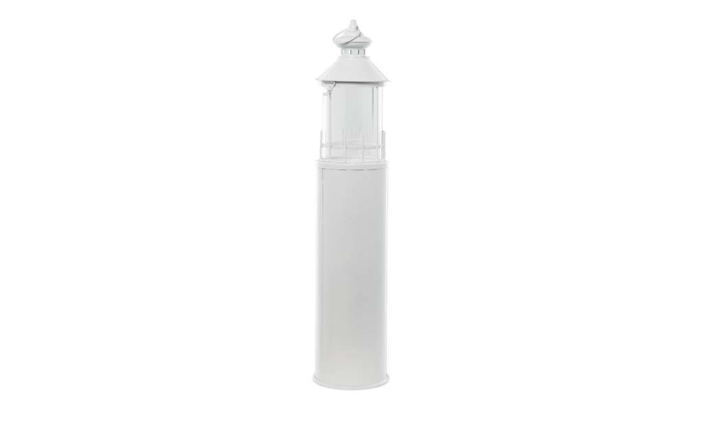 Laterne   Leuchtturm ¦ weiß ¦ Metall, Glas  ¦ Maße (cm): H: 99 Ø: [21.0] Dekoration > Laternen & Windlichter - Höffner