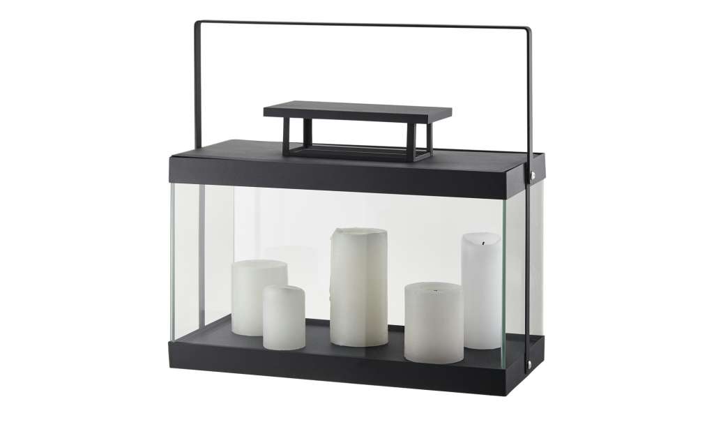 Metalllaterne ¦ schwarz ¦ Glas , Metall ¦ Maße (cm): B: 41 H: 30 T: 19 Dekoration > Laternen & Windlichter - Höffner