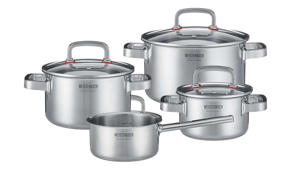 Meisterkoch Topfset 4-teilig  Focus ¦ silber ¦ Edelstahl Töpfe & Pfannen & Zubehör > Topf und Pfannen-Sets - Höffner