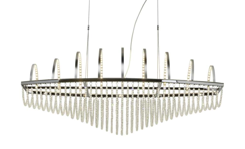 KHG LED- Pendelleuchte, mit Kristallbehang ¦ silber ¦ Maße (cm): B: 45 H: 150 Lampen & Leuchten > LED-Leuchten > LED-Pendelleuchten - Höffner
