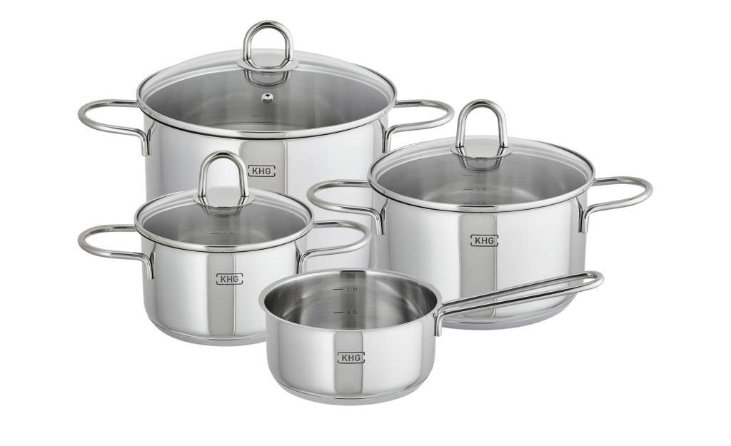 KHG Topfset, 4-teilig  Granat ¦ silber ¦ Edelstahl Töpfe & Pfannen & Zubehör > Topf und Pfannen-Sets - Höffner