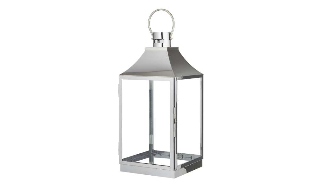 Laterne ¦ silber ¦ Glas , Metall ¦ Maße (cm): B: 26,5 H: 55,8 T: 25 Dekoration > Laternen & Windlichter - Höffner