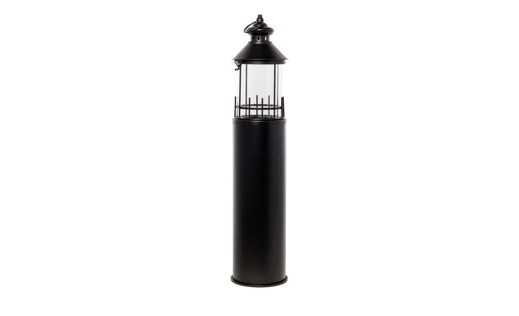 Laterne  Leuchtturm ¦ schwarz ¦ Metall, Glas  ¦ Maße (cm): H: 72,8 Ø: [15.5] Dekoration > Laternen & Windlichter - Höffner