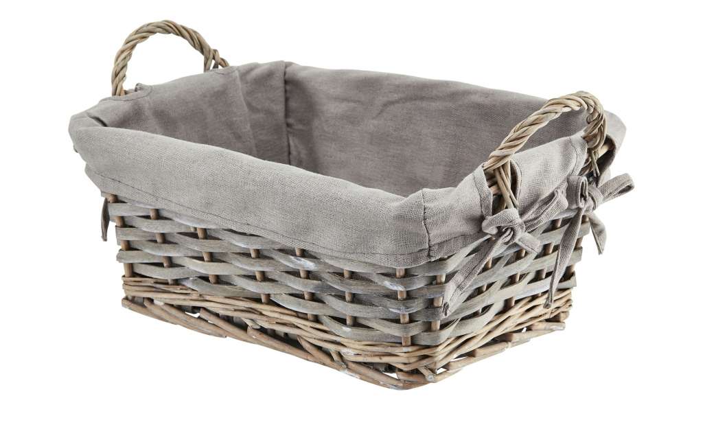 Weidenkorb mit Stoffeinsatz ¦ grau ¦ Polyester, Weide ¦ Maße (cm): B: 30 H: 13 T: 22 Regale > Regal-Aufbewahrungsboxen - Höffner